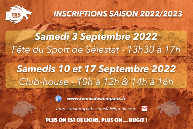 Inscriptions – Saison 2022-2023