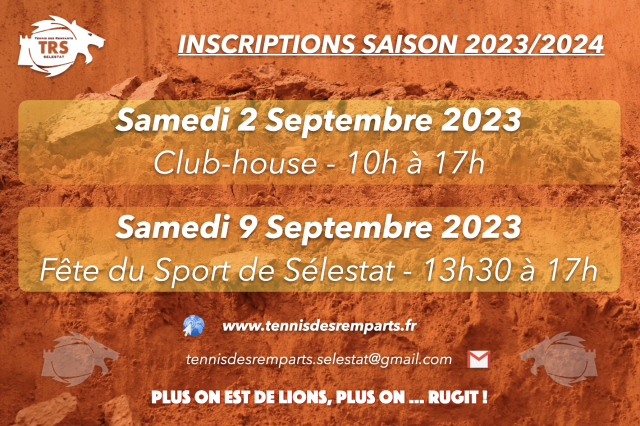 Inscriptions – Saison 2023/2024